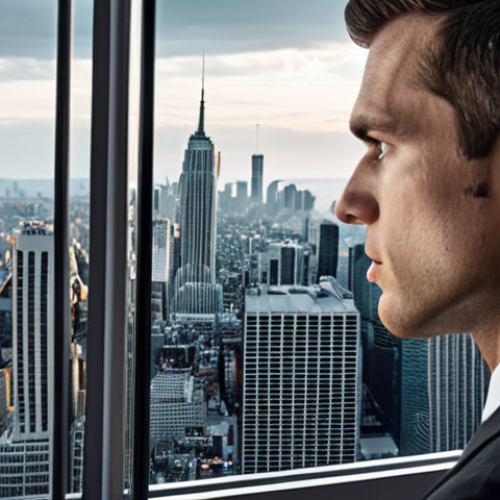 **

A person analyzing a SWOT matrix (Strengths, Weaknesses, Opportunities, Threats) superimposed over a mirror, reflecting a determined expression. The background is a blurred cityscape, symbolizing career aspirations. The overall feel is motivational and strategic, focusing on self-improvement.

**