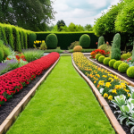 **A vibrant, colorful garden. One area is meticulously organized with specific types of flowers in neat rows, symbolizing specialization. The other area is a diverse mix of plants growing harmoniously together, representing versatility and a balanced approach to skills.** *(This image illustrates the balance between focus and versatility, comparing it to a garden with both specialized and diverse areas.)*