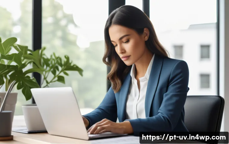 핵심 스킬 우선순위화와 직관의 역할 - A focused professional woman in a modern home office setting, surrounded by digital productivity too...